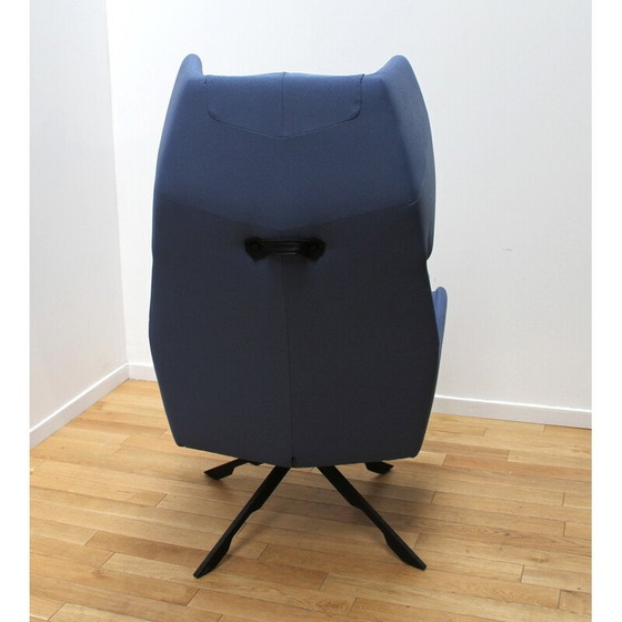 Image 1 of Fauteuil de direction Rama vintage en métal teinté noir et tissu bleu de Palau