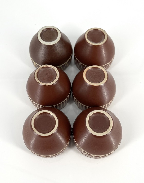 Image 1 of Set Carafe Comprenant 6 gobelets En céramique Arabia ( ?) Finlande Tarina Carafe Mid Century