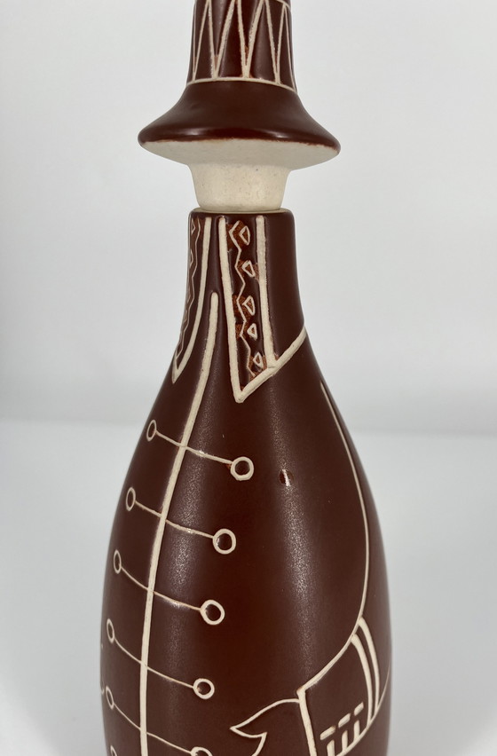 Image 1 of Set Carafe Comprenant 6 gobelets En céramique Arabia ( ?) Finlande Tarina Carafe Mid Century