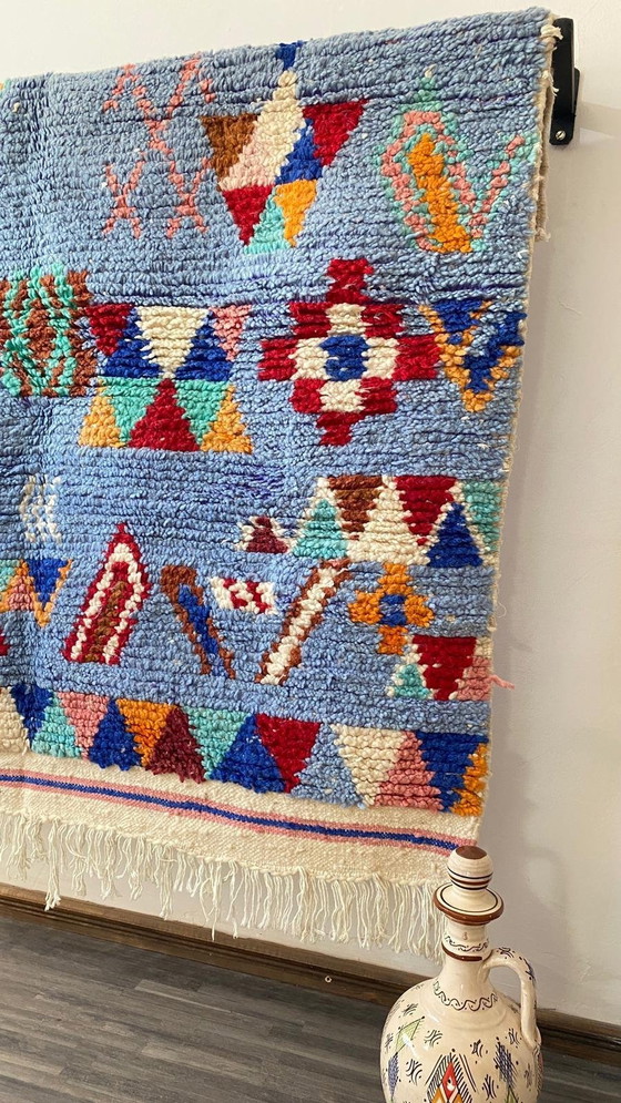 Image 1 of Tapis berbère unique fait à la main - 100% laine naturelle du Maroc (150x100cm)