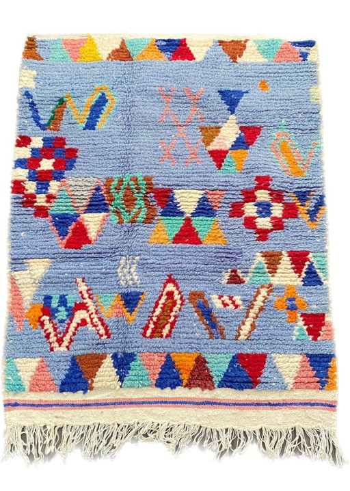 Tapis berbère unique fait à la main - 100% laine naturelle du Maroc (150x100cm)