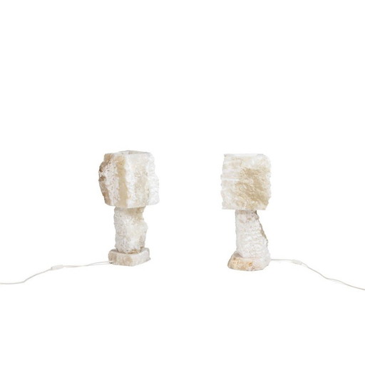Paire de lampes vintage en albâtre