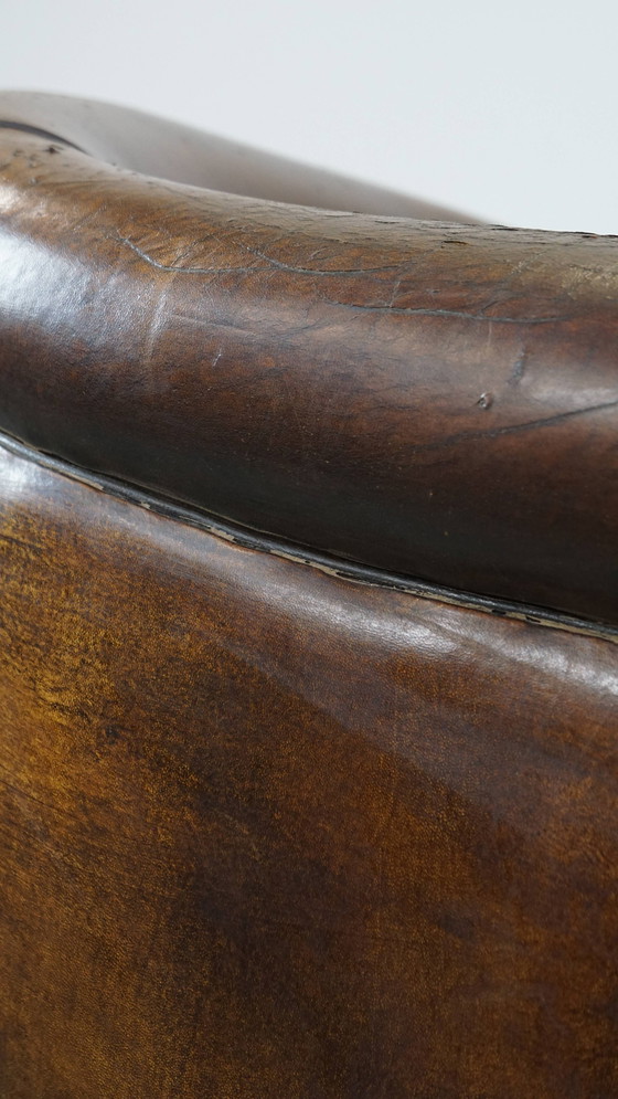 Image 1 of Fauteuil club vintage en cuir de mouton