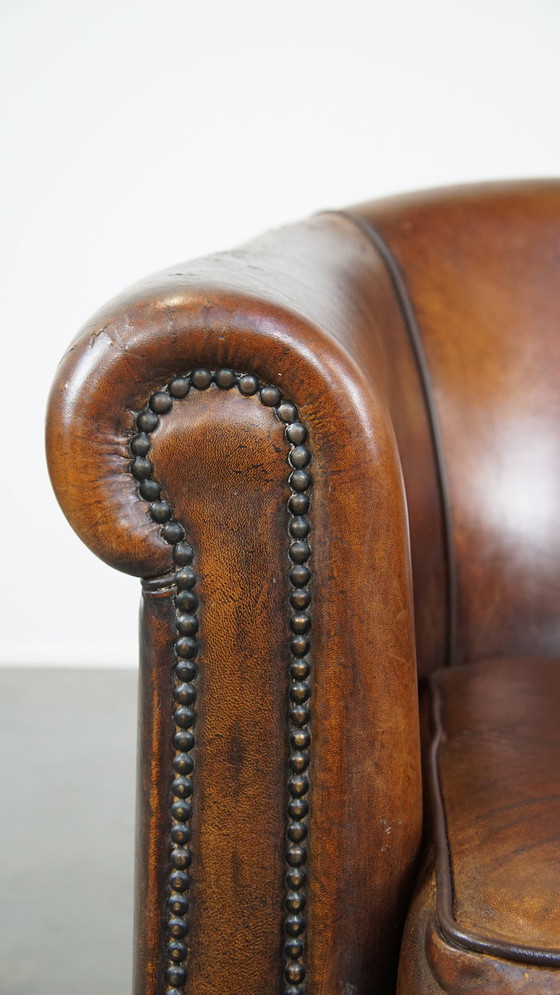 Image 1 of Fauteuil club vintage en cuir de mouton