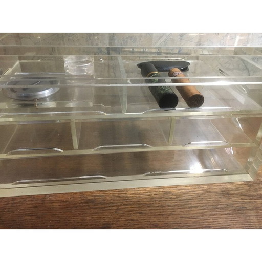 Cave à cigares vintage en plexiglas, années 1980