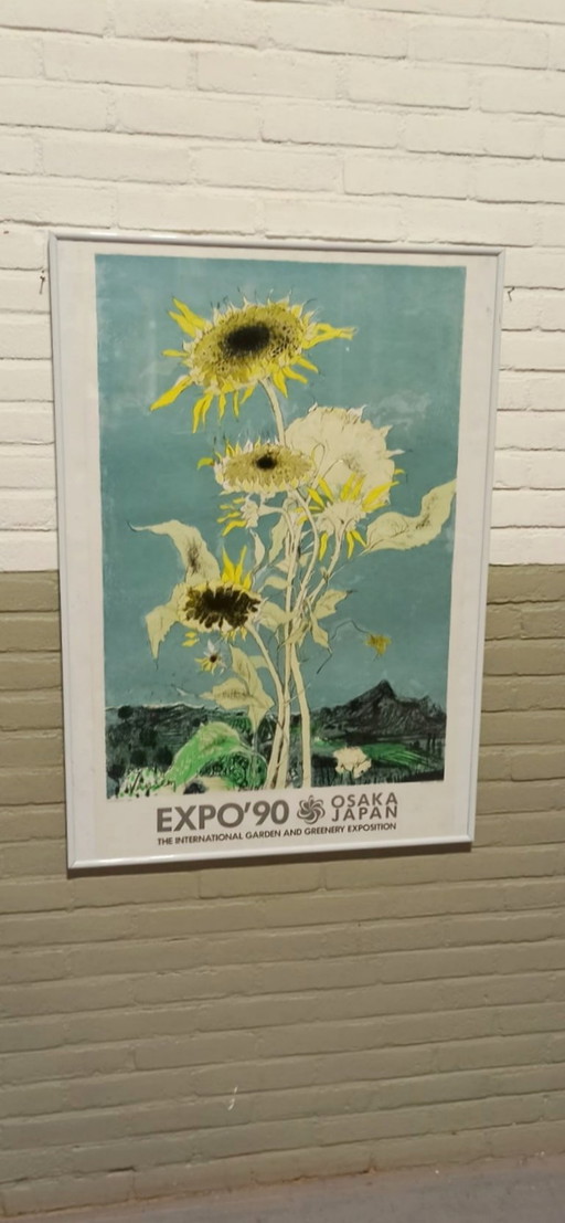 Poster vintage Jean Jansem Tournesol, Expo'90, Osaka Japon