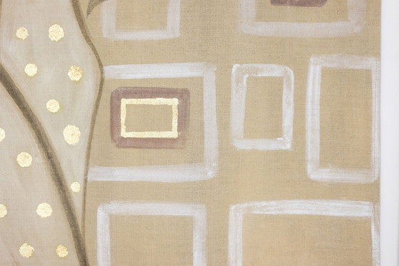 Image 1 of Toile peinte représentant une élégante des années 1950. Contemporain.