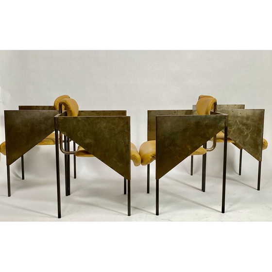 Image 1 of Ensemble de 4 fauteuils vintage en acier industriel et brutaliste, 1970