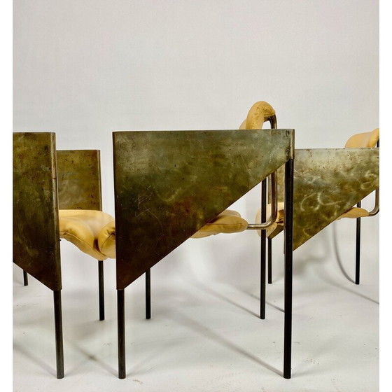 Image 1 of Ensemble de 4 fauteuils vintage en acier industriel et brutaliste, 1970