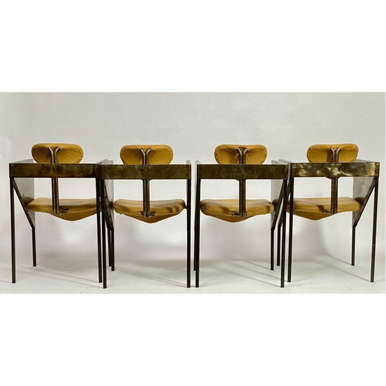 Image 1 of Ensemble de 4 fauteuils vintage en acier industriel et brutaliste, 1970
