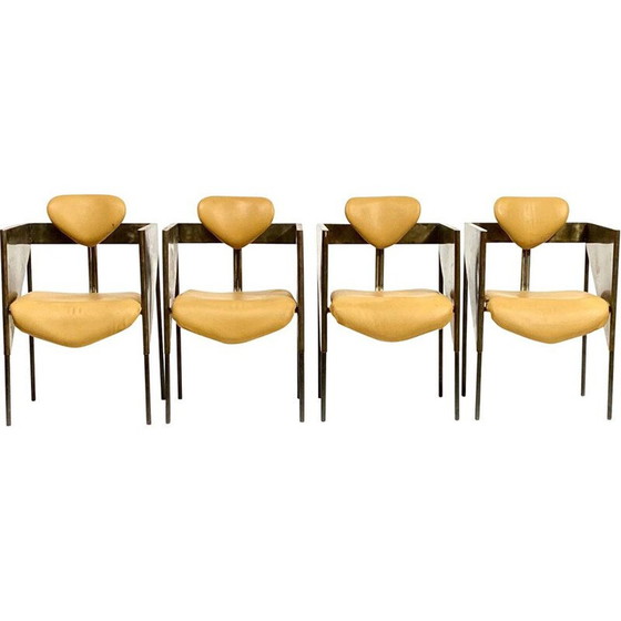 Image 1 of Ensemble de 4 fauteuils vintage en acier industriel et brutaliste, 1970