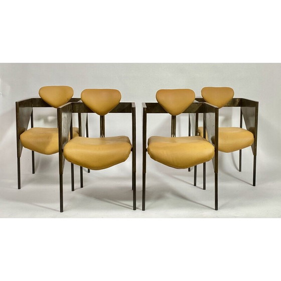 Image 1 of Ensemble de 4 fauteuils vintage en acier industriel et brutaliste, 1970