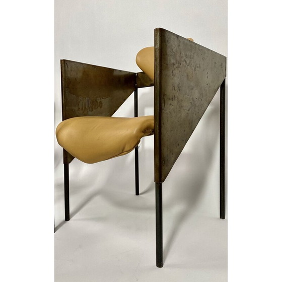 Image 1 of Ensemble de 4 fauteuils vintage en acier industriel et brutaliste, 1970