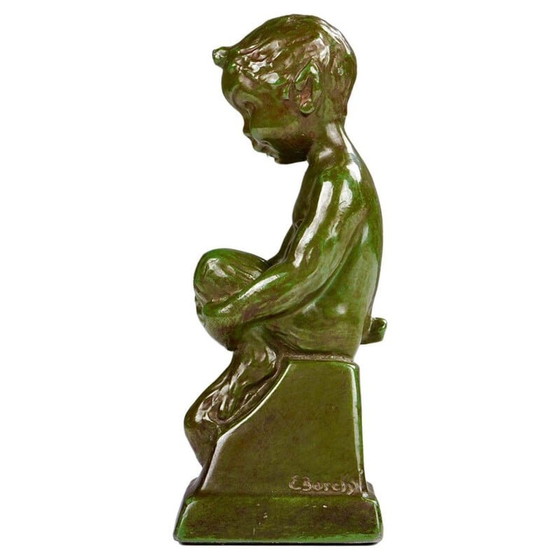 Image 1 of Figurine de faune assise disco en métal par Elena Borch, 1940