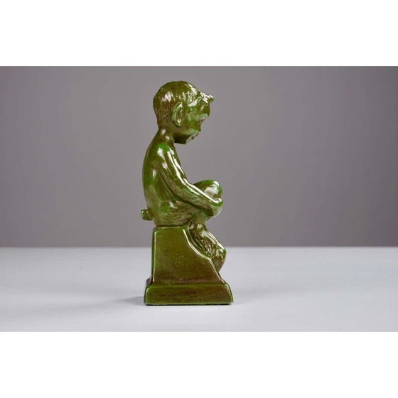 Image 1 of Figurine de faune assise disco en métal par Elena Borch, 1940