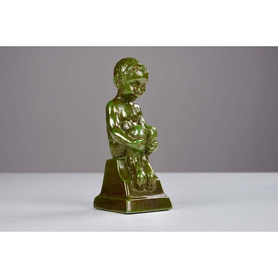 Image 1 of Figurine de faune assise disco en métal par Elena Borch, 1940