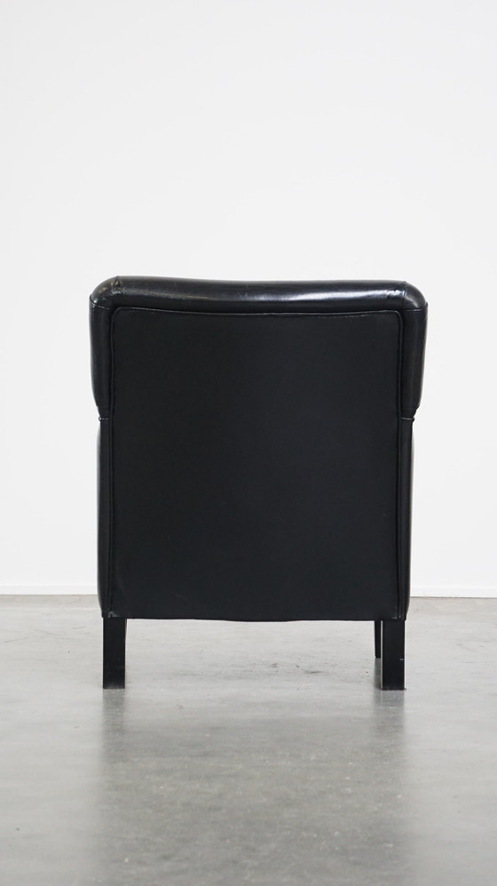 Image 1 of Fauteuil en cuir de mouton de couleur noire