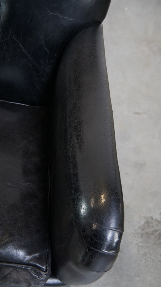 Image 1 of Fauteuil en cuir de mouton de couleur noire