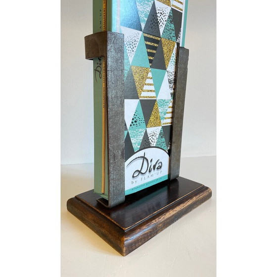 Image 1 of Accessoire de cheminée vintage en acier et bois massif