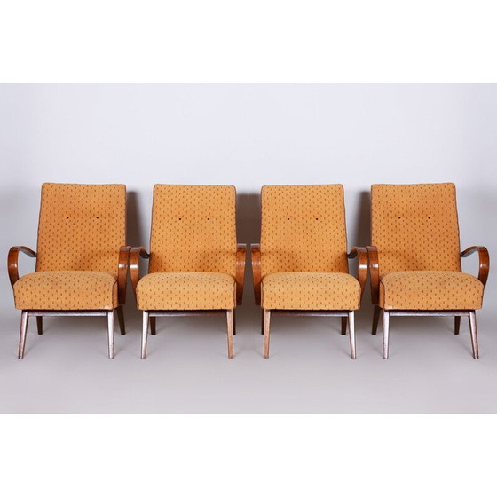 Image 1 of Ensemble de 4 fauteuils jaunes du milieu du siècle dernier, années 1950