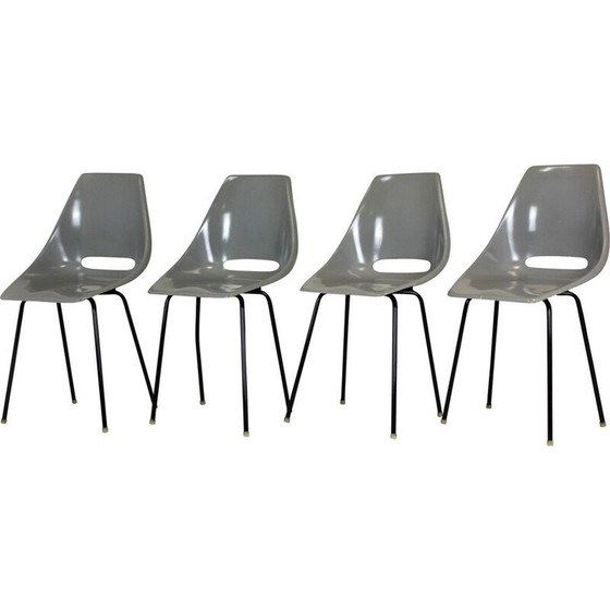 Image 1 of Ensemble de 4 chaises vintage en fibre de verre par Miroslav Navratil pour Vertex 1960s