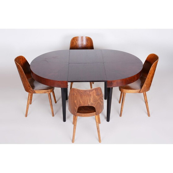 Image 1 of Table de salle à manger extensible en hêtre et bois de chêne par Jindřich Halabala pour Up Závody, 1940