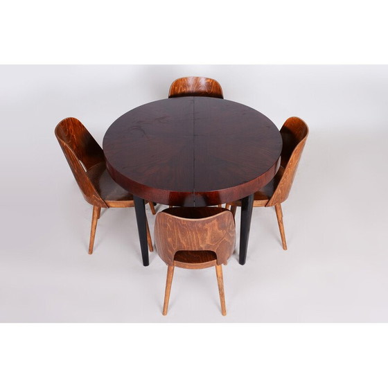 Image 1 of Table de salle à manger extensible en hêtre et bois de chêne par Jindřich Halabala pour Up Závody, 1940