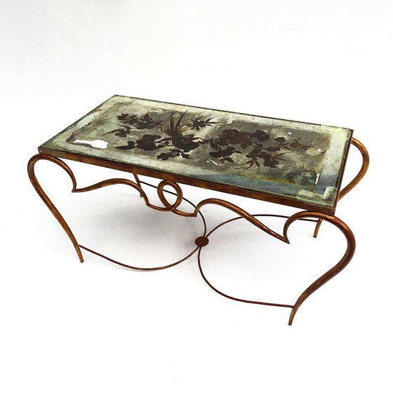 Image 1 of Table basse vintage en métal doré par René Drouet - années 1940