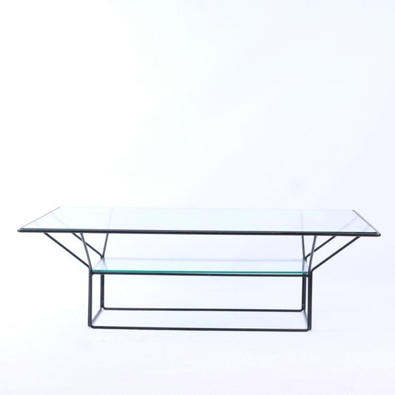 Image 1 of Table basse vintage en acier et verre, Italie 1970
