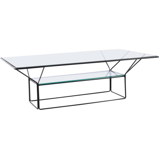 Image 1 of Table basse vintage en acier et verre, Italie 1970