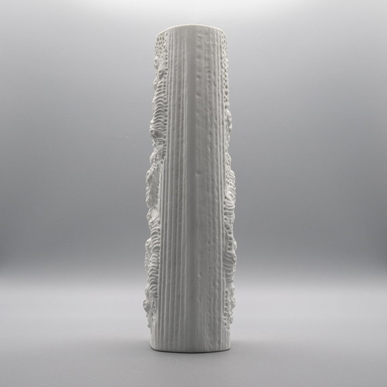 Image 1 of Martin Freyer Rosenthal Porcelaine Bisque Relief Azu Vase Op Art Design 70S Trio