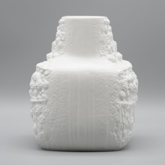 Image 1 of Martin Freyer Rosenthal Porcelaine Bisque Relief Azu Vase Op Art Design 70S Trio