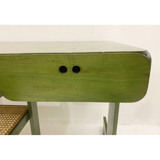 Image 1 of Bureau et chaise en bois vert du milieu du siècle dernier par Derk Jan de Vries, Pays-Bas années 1960