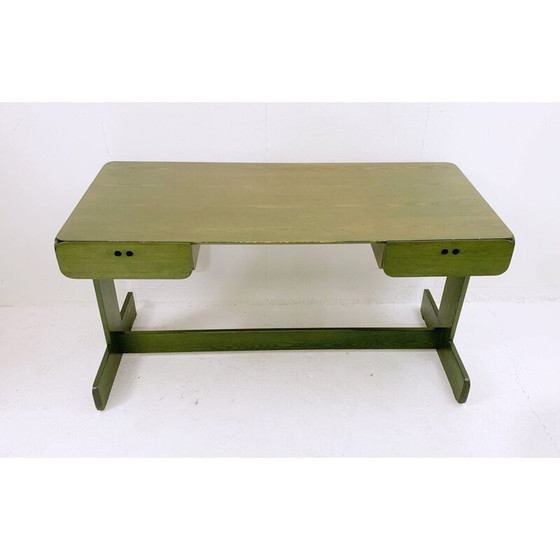 Image 1 of Bureau et chaise en bois vert du milieu du siècle dernier par Derk Jan de Vries, Pays-Bas années 1960