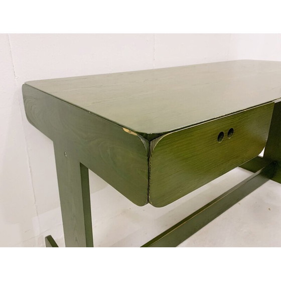 Image 1 of Bureau et chaise en bois vert du milieu du siècle dernier par Derk Jan de Vries, Pays-Bas années 1960