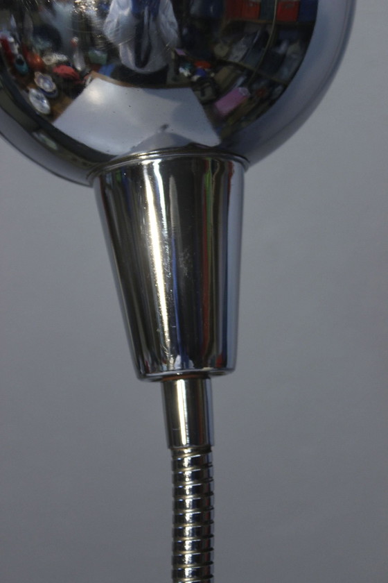 Image 1 of Lampe De Bureau Vintage Chromée Bras Flexible Design France