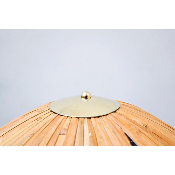 Image 1 of Paire de lampes de table vintage en laiton et bambou, Italie