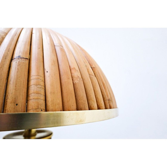 Image 1 of Paire de lampes de table vintage en laiton et bambou, Italie