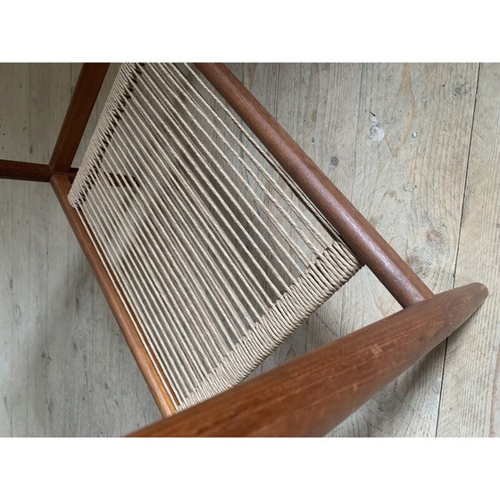 Image 1 of Table basse vintage en teck et corde