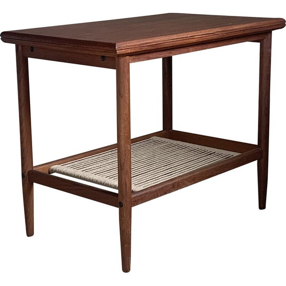 Image 1 of Table basse vintage en teck et corde