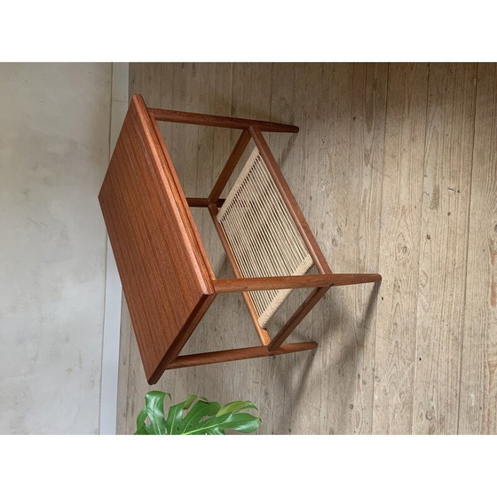 Image 1 of Table basse vintage en teck et corde