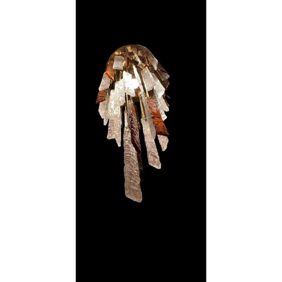 Image 1 of Lampe suspendue bicolore en verre Mazzega Murano, 1970