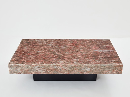 Table basse italienne en albâtre cristallin rose Fin des années 1970