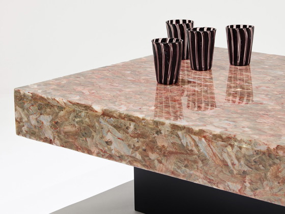 Image 1 of Table basse italienne en albâtre cristallin rose Fin des années 1970