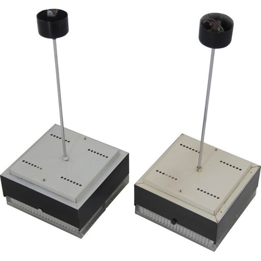 Paire de lampes suspendues vintage en métal et verre par Napako, 1970