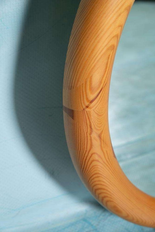 Miroir rond en bois Glasmaster Markaryd Suède années 1960