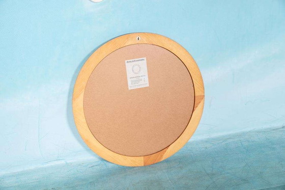 Image 1 of Miroir rond en bois Glasmaster Markaryd Suède années 1960