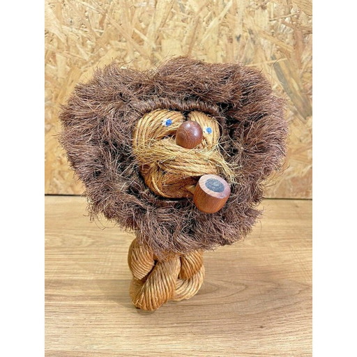 Sculpture vintage de lion en corde par Kay Bojen, Danemark 1960