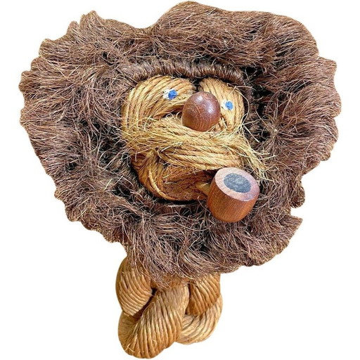 Sculpture vintage de lion en corde par Kay Bojen, Danemark 1960