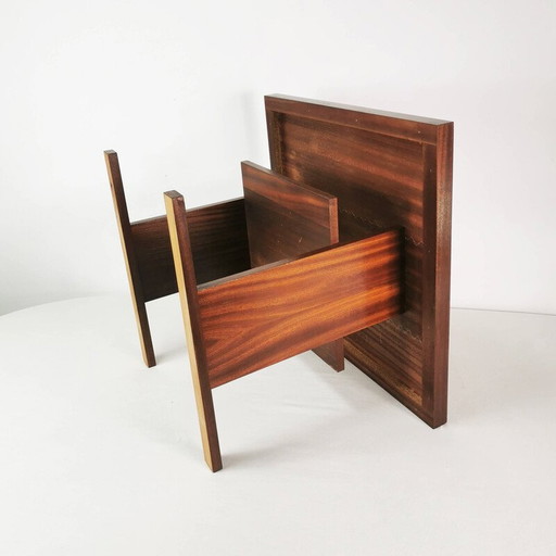 Table basse vintage en placage de noyer, Tchécoslovaquie 1970